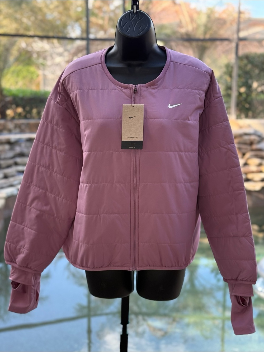 Nike Womens Therma-FIT Synthetic Fill Running Jacket Mauve FB7511-523 Size L